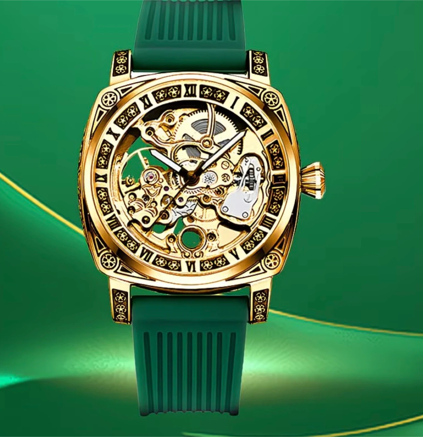 Men's White-Golden Vintage Roman Mechanical Watch - photo 2