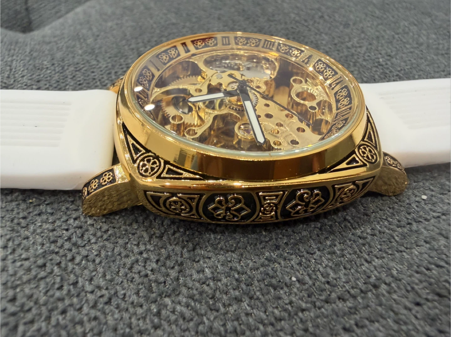 Men's White-Golden Vintage Roman Mechanical Watch - photo 4
