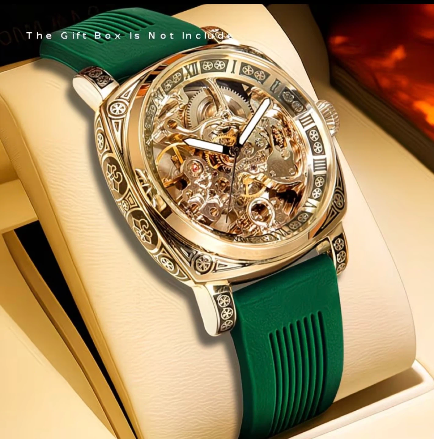 Men's White-Golden Vintage Roman Mechanical Watch
