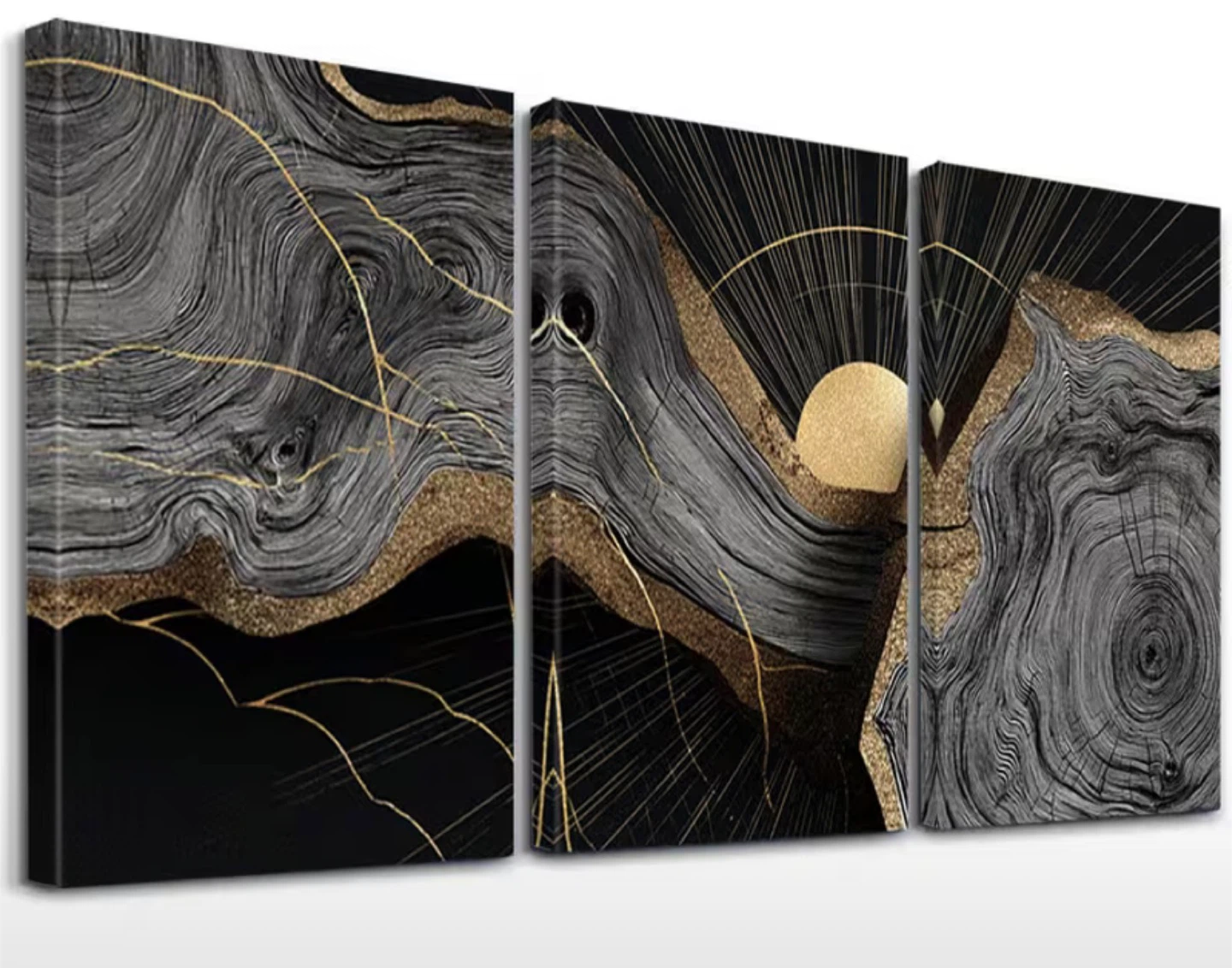 3-Piece Abstract Wood Grain Canvas Wall Art Set