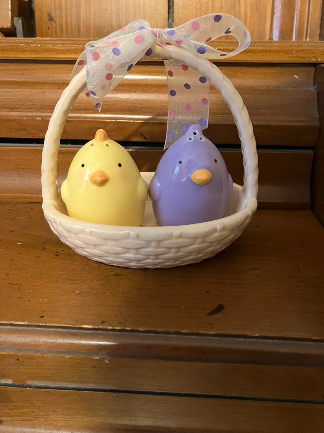 Chick Salt and Pepper Shakers with Basket