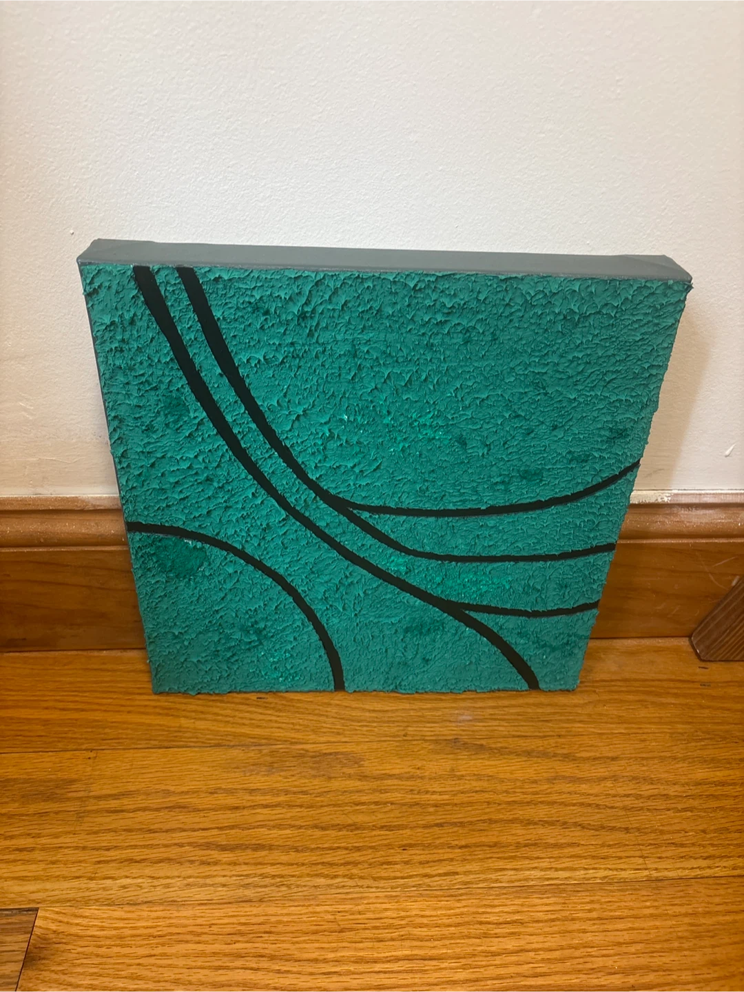 Textured painting. Green/teal 12in x 12in canvas - photo 2