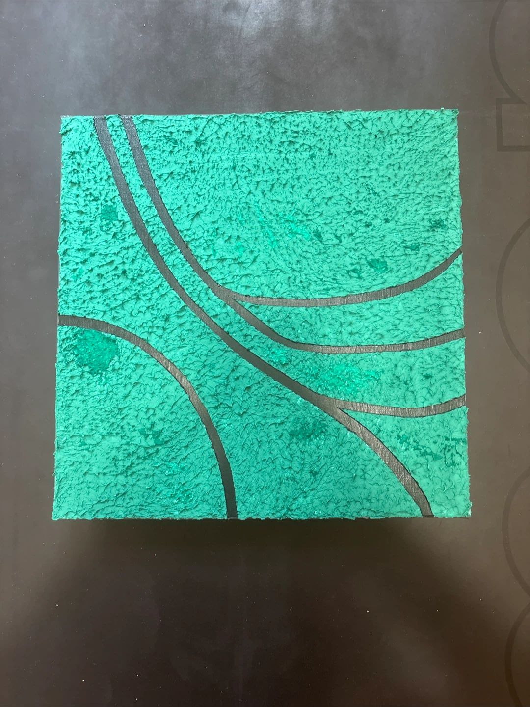 Textured painting. Green/teal 12in x 12in canvas