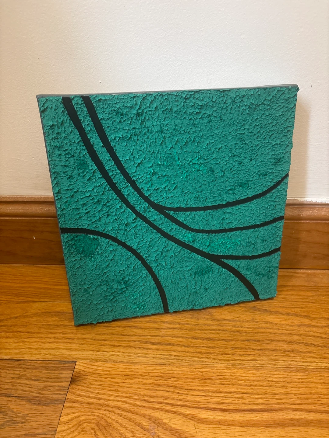 Textured painting. Green/teal 12in x 12in canvas - photo 4