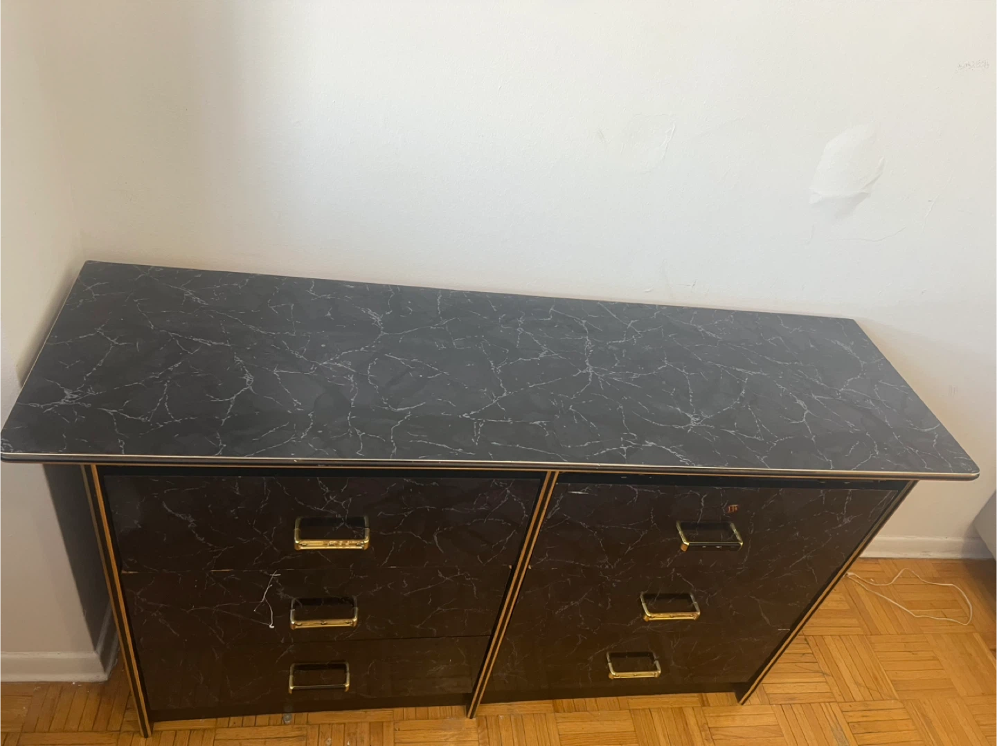 Black Marble Dresser with Gold Trim. Free