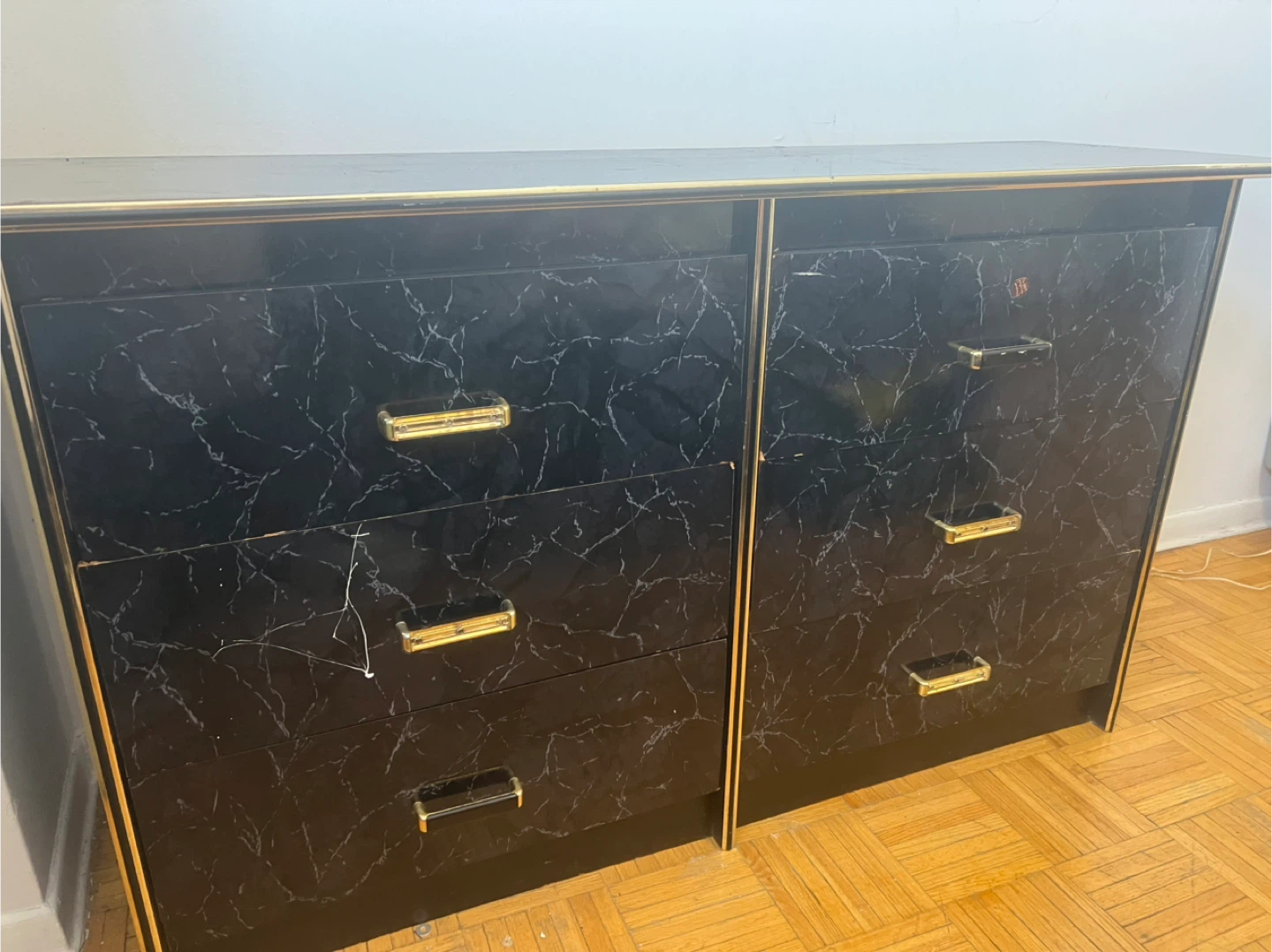 Black Marble Dresser with Gold Trim. Free - photo 2