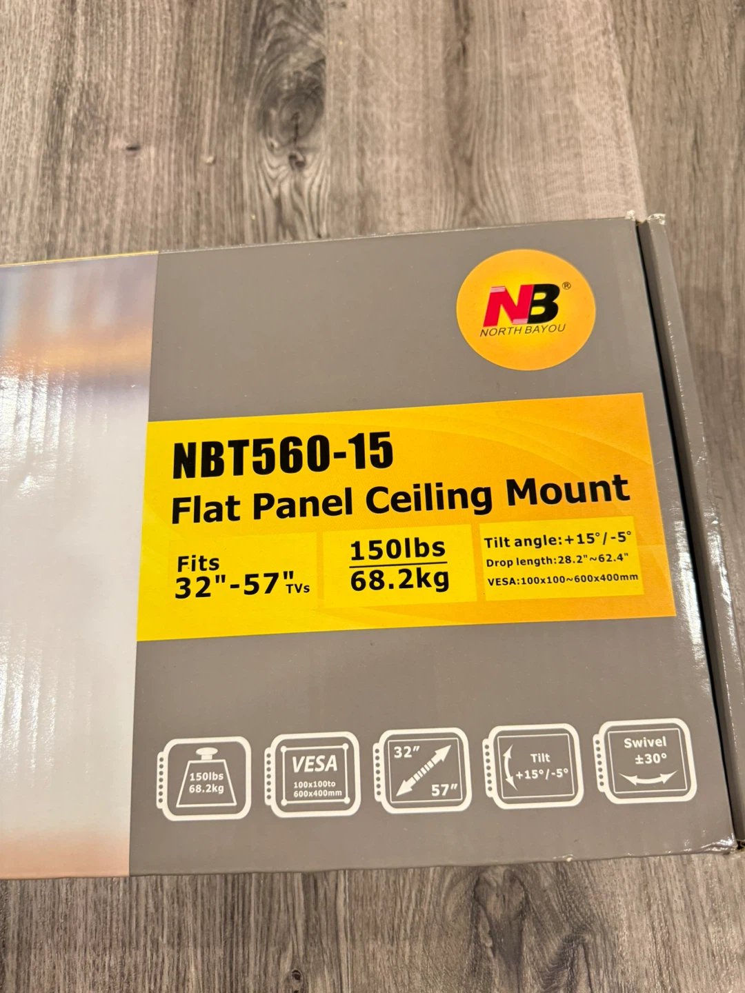 BNIB NB NBT560-15 Flat Panel Ceiling Mount for 32"-57" TVs - photo 3