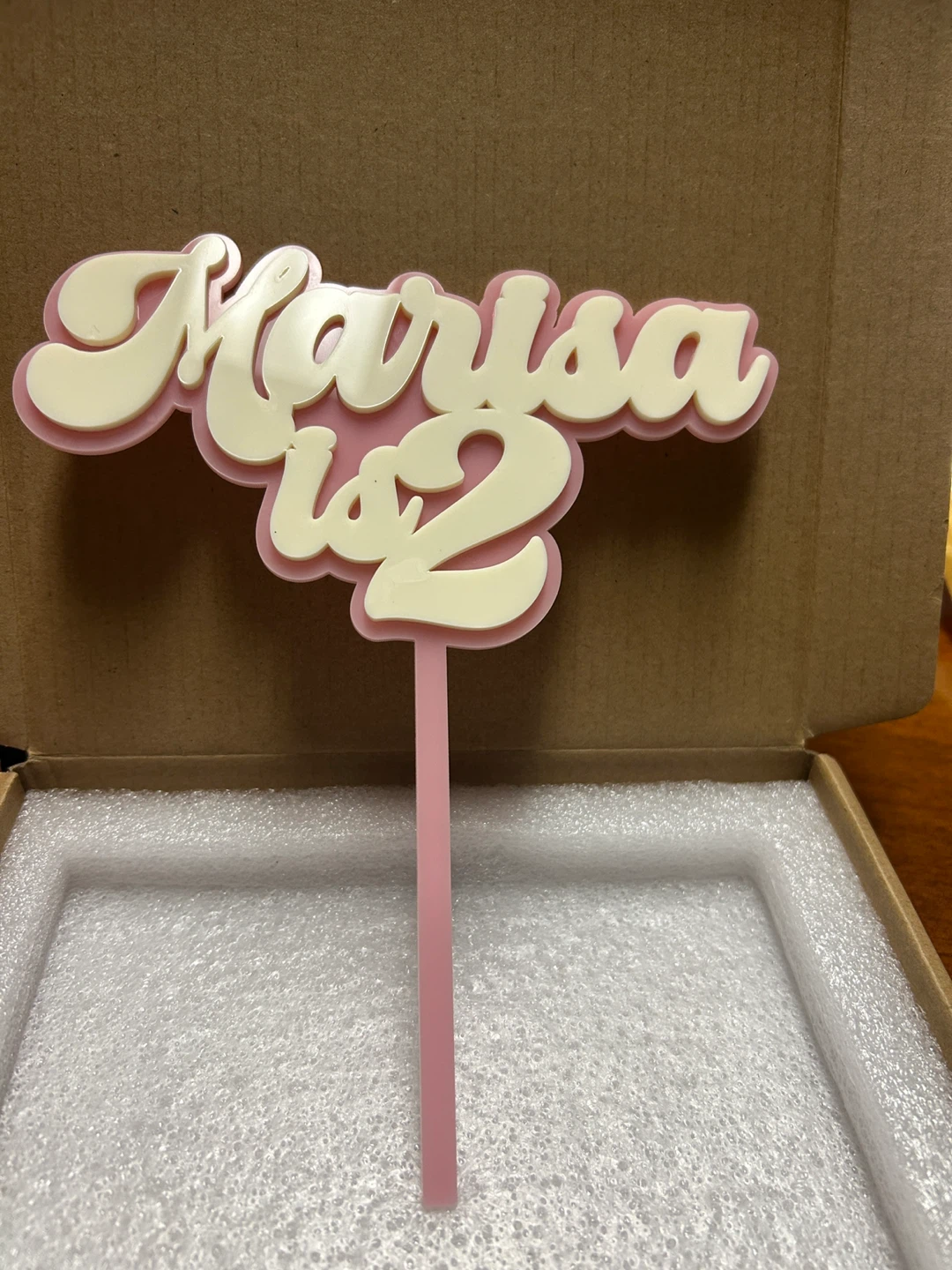 Acrylic Cake Topper in Pink
