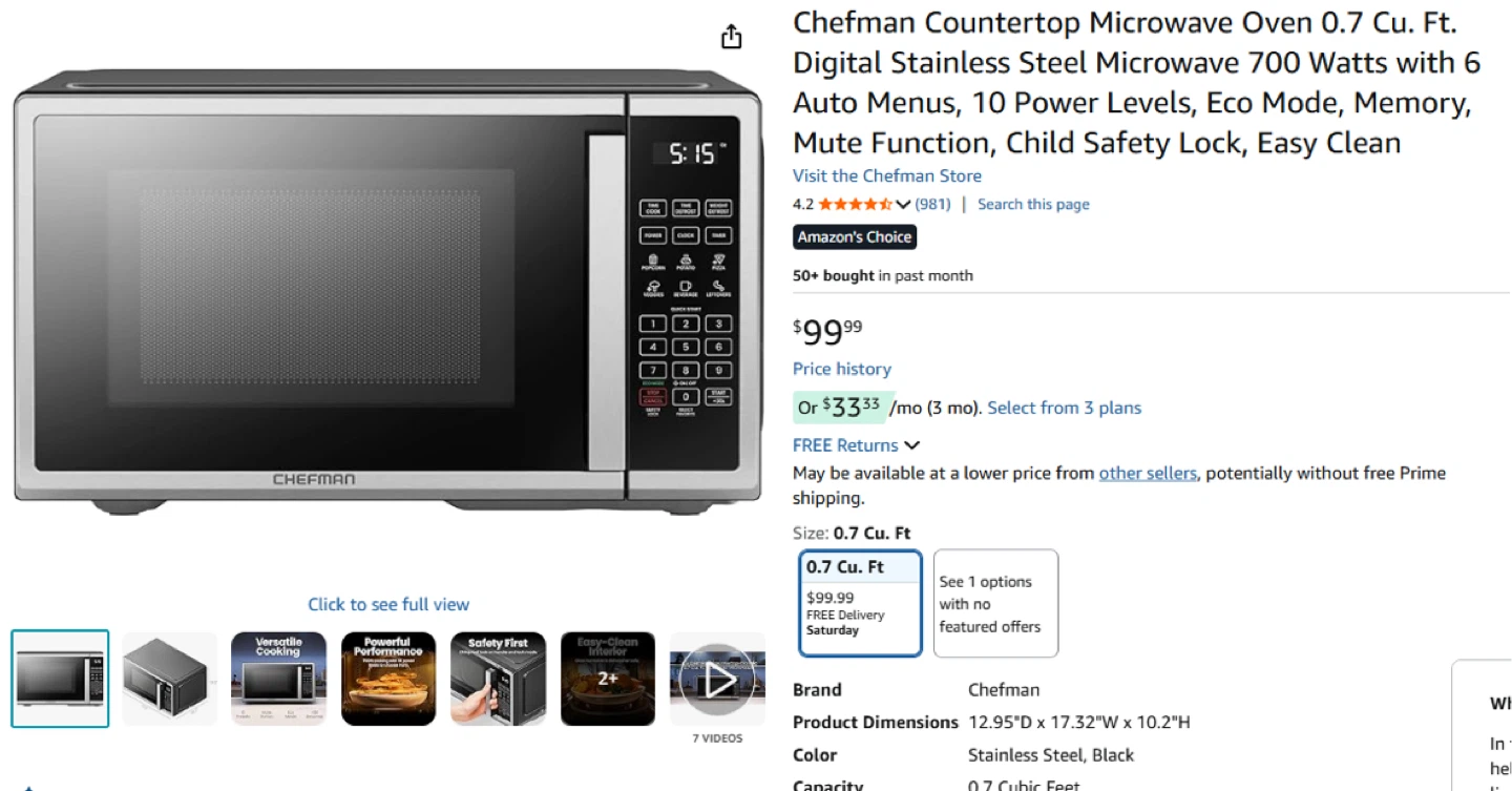 Chefman 0.7 Cu. Ft. Digital Microwave - photo 2