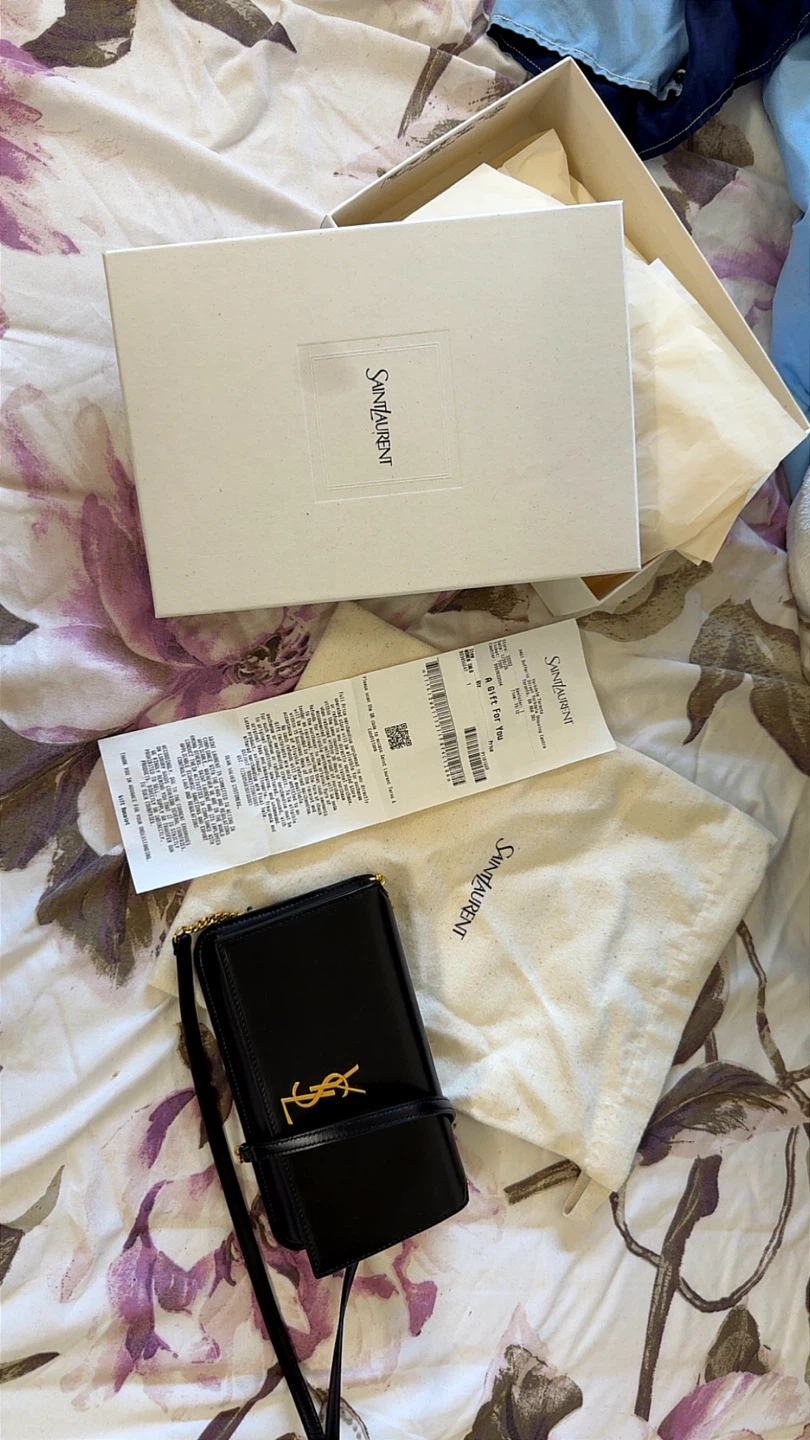 Saint Laurent Black Leather Wallet on Chain