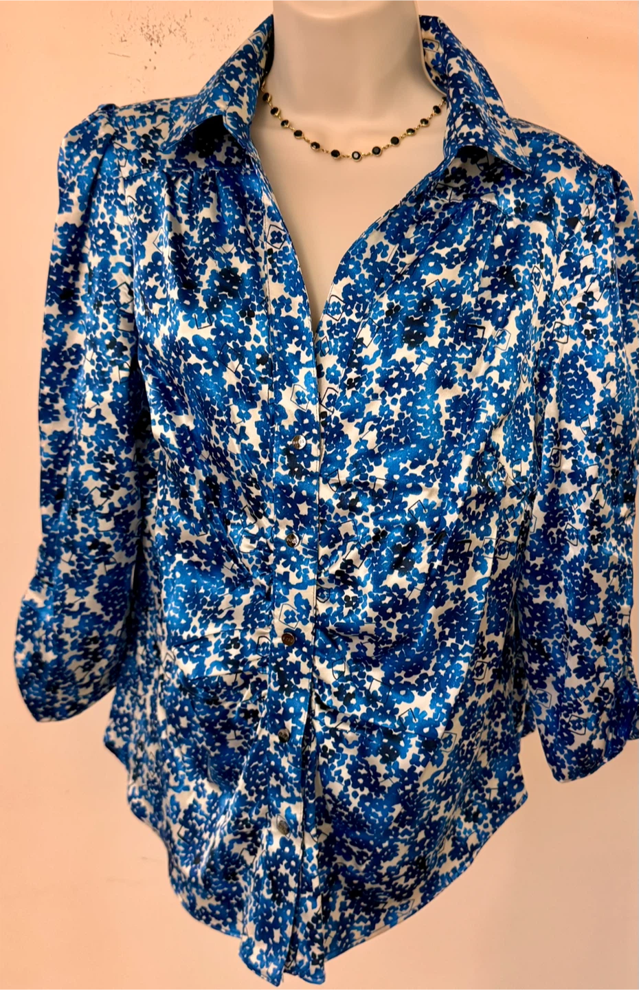 BCBGMAXAZRIA Blue Floral Shirt XL