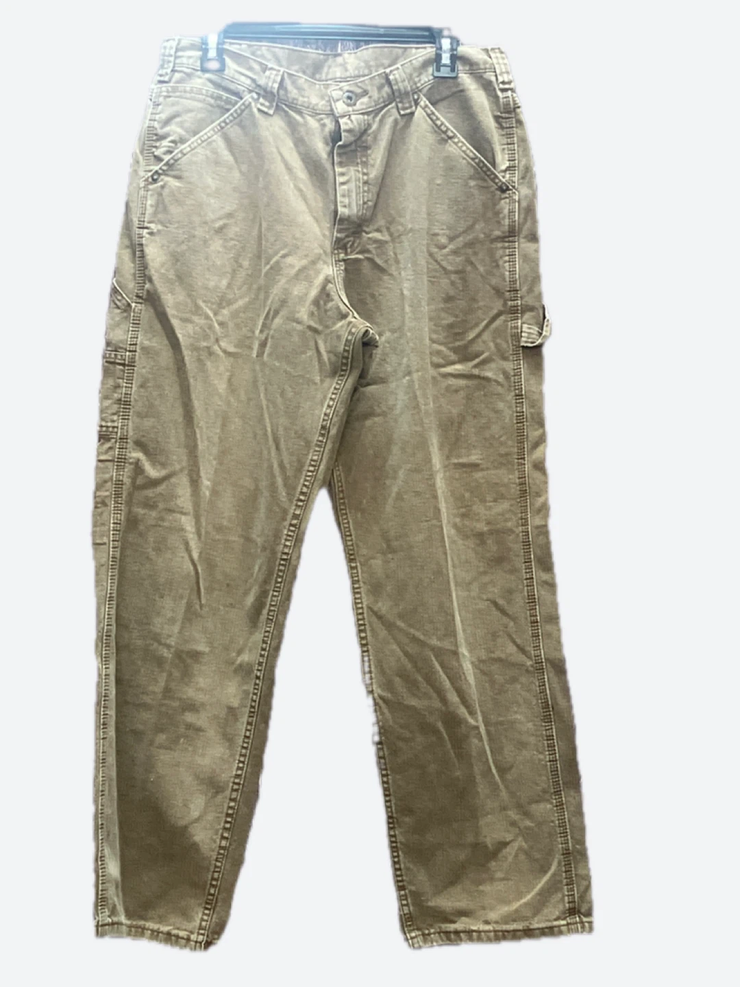 Lee Dungarees Mens Loose Fit Double Knee Work Pants Khaki