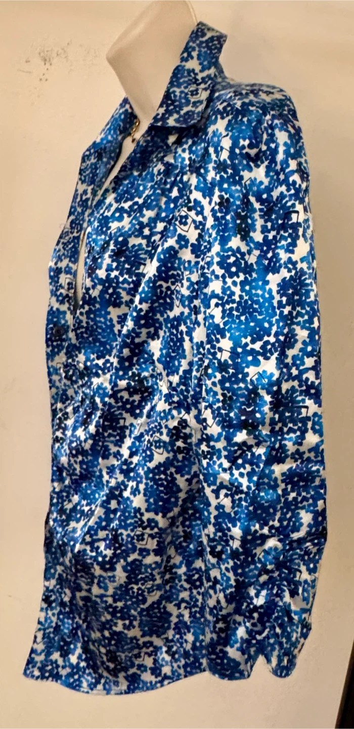 BCBGMAXAZRIA Blue Floral Shirt XL - photo 5