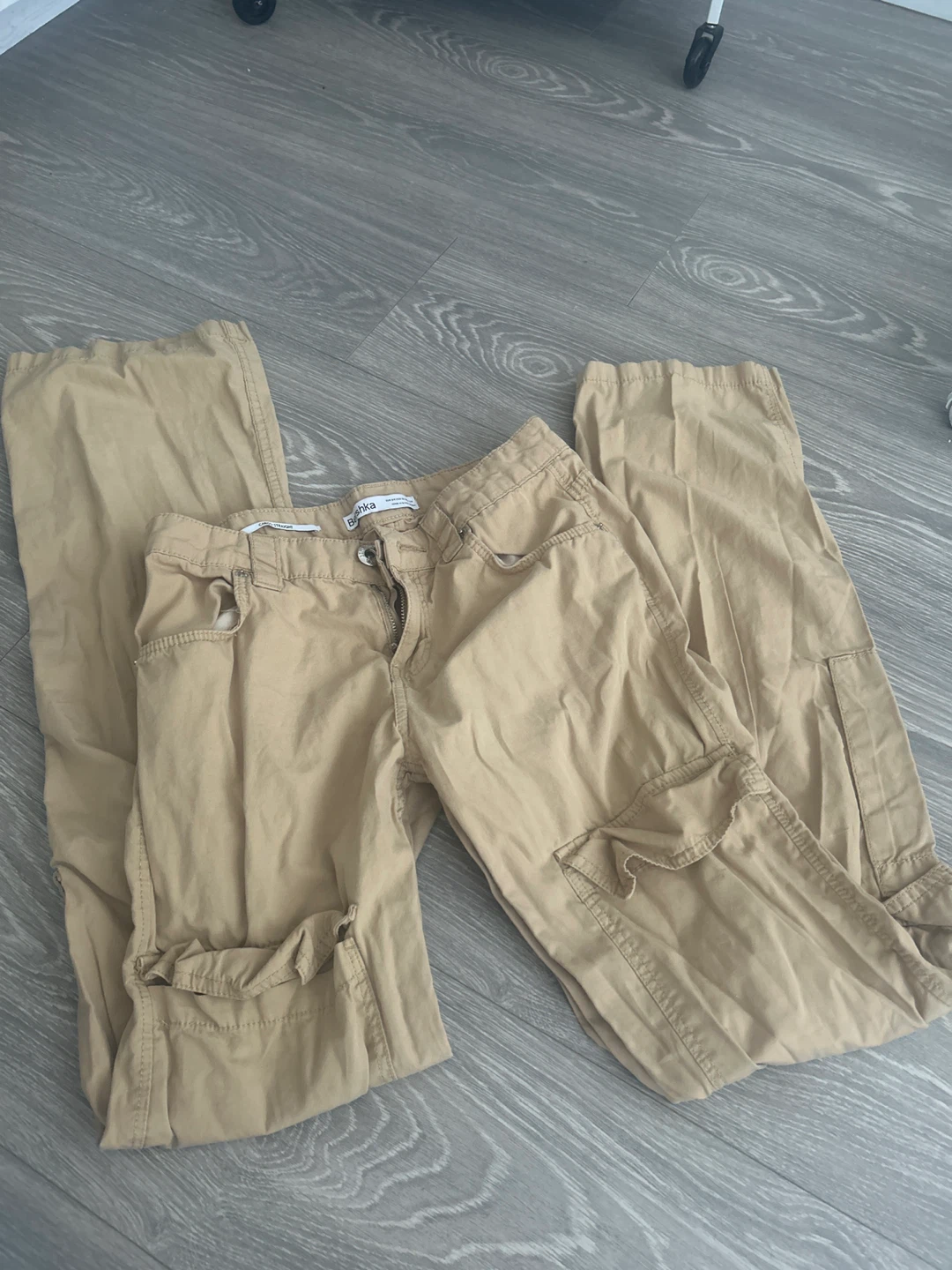 Bershka Cargo Straight Pants - Khaki