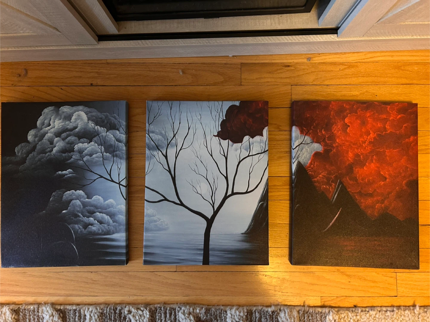 Set of 3 Abstract Landscape Paintings