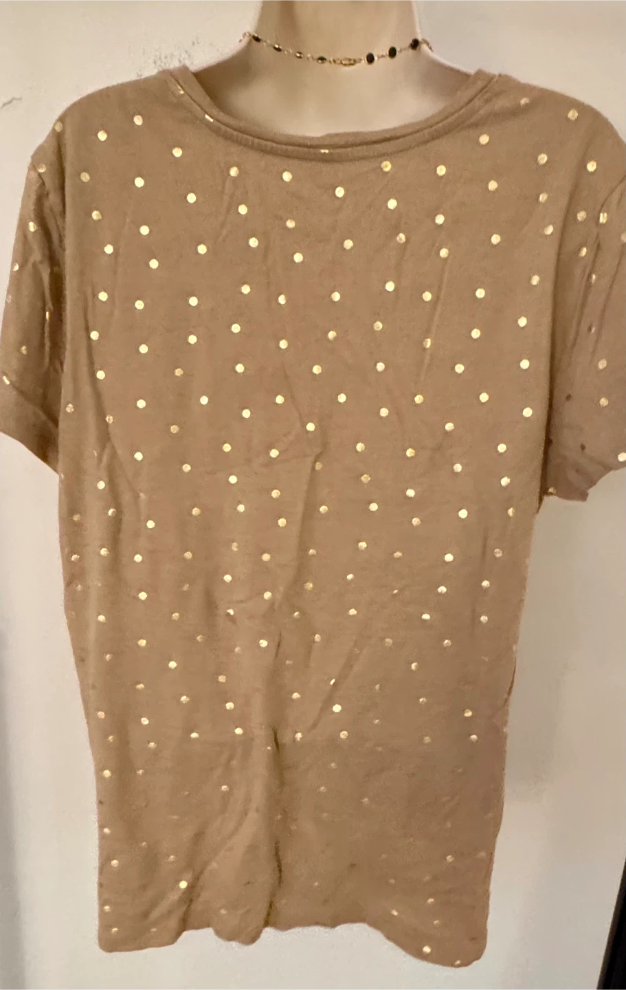 Gap Women's XL Favorite Tee Gold Polka Dot V-Neck Shirt - photo 3