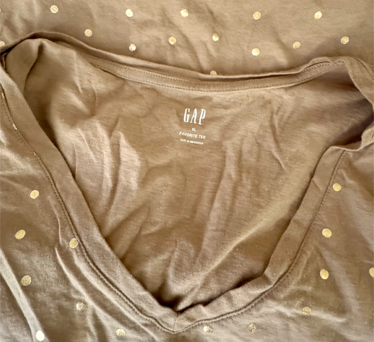 Gap Women's XL Favorite Tee Gold Polka Dot V-Neck Shirt - photo 2