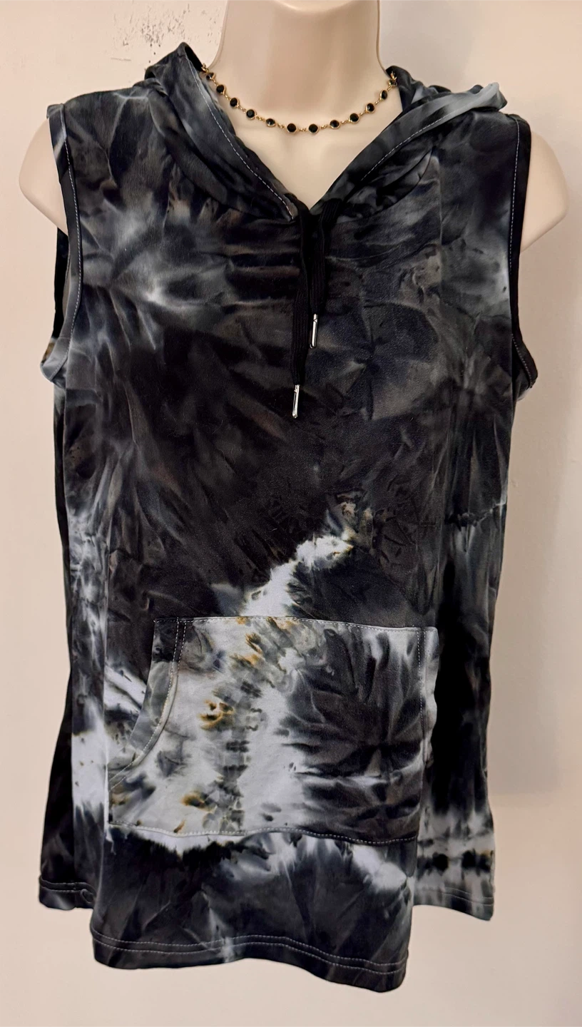 EMMEJORD Tie-Dye Sleeveless Hoodie