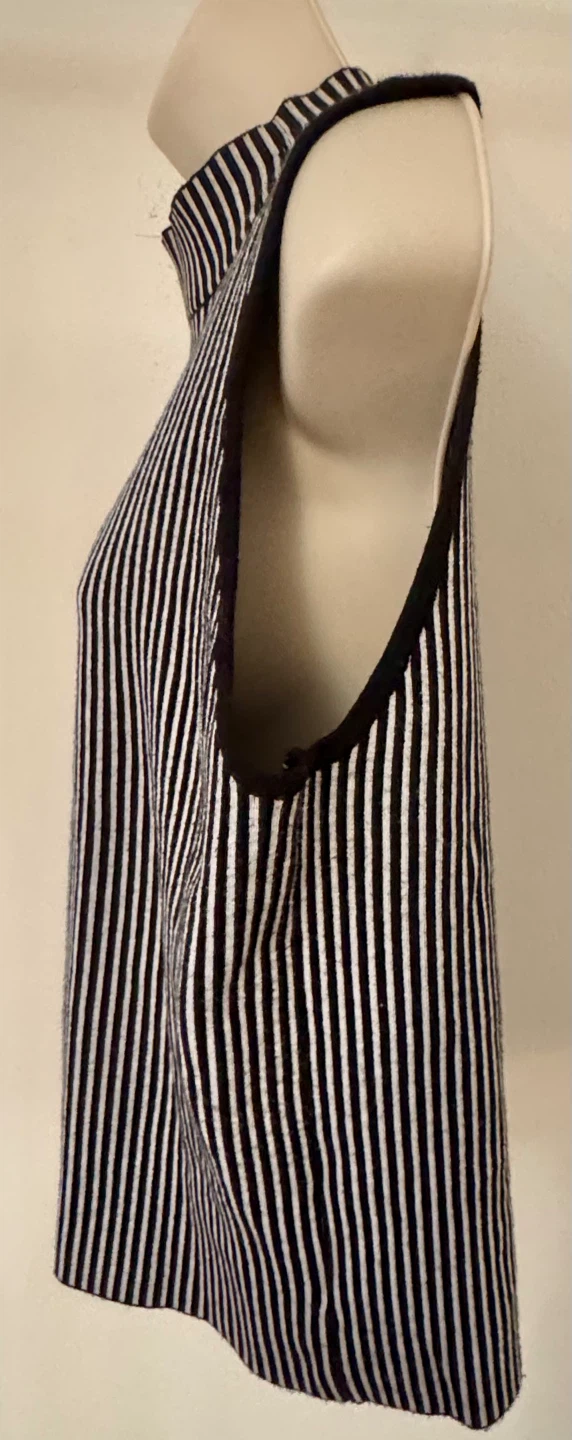 Marled Black & White Striped Mock Neck Tank Top - XL - photo 4
