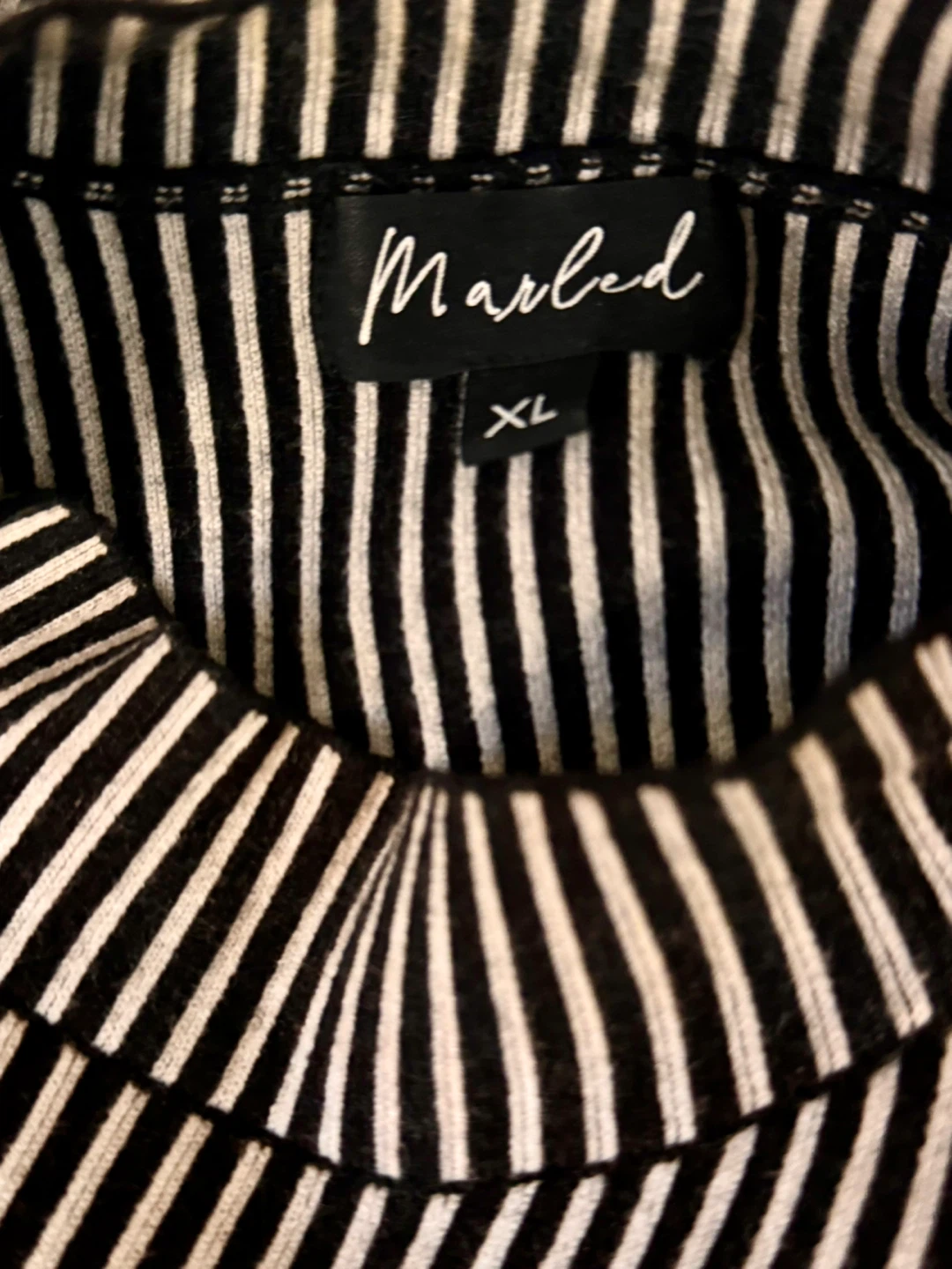 Marled Black & White Striped Mock Neck Tank Top - XL - photo 2