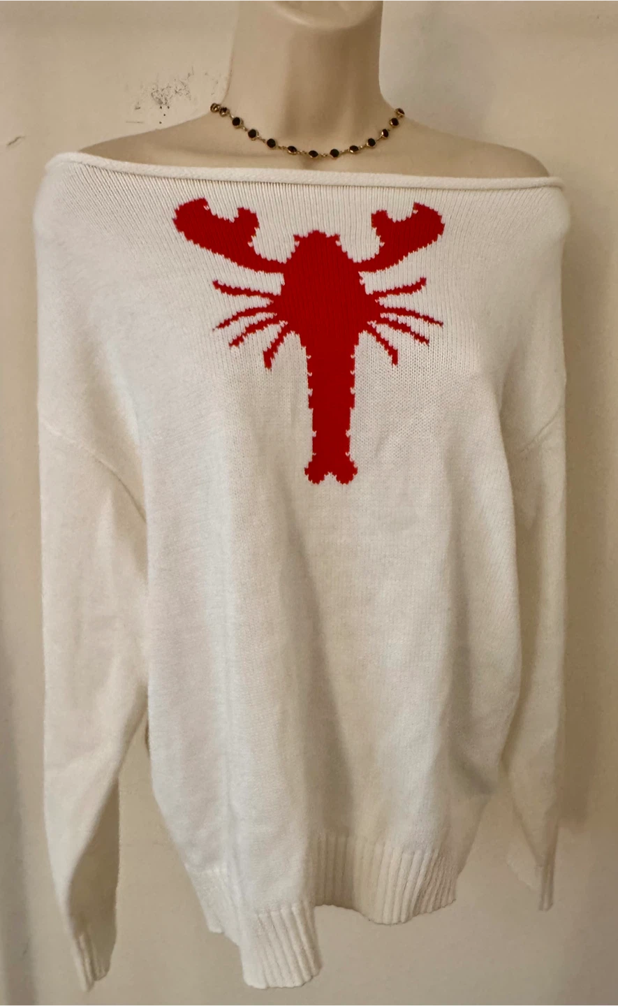 Arden B. White Lobster Knit Sweater - Size M