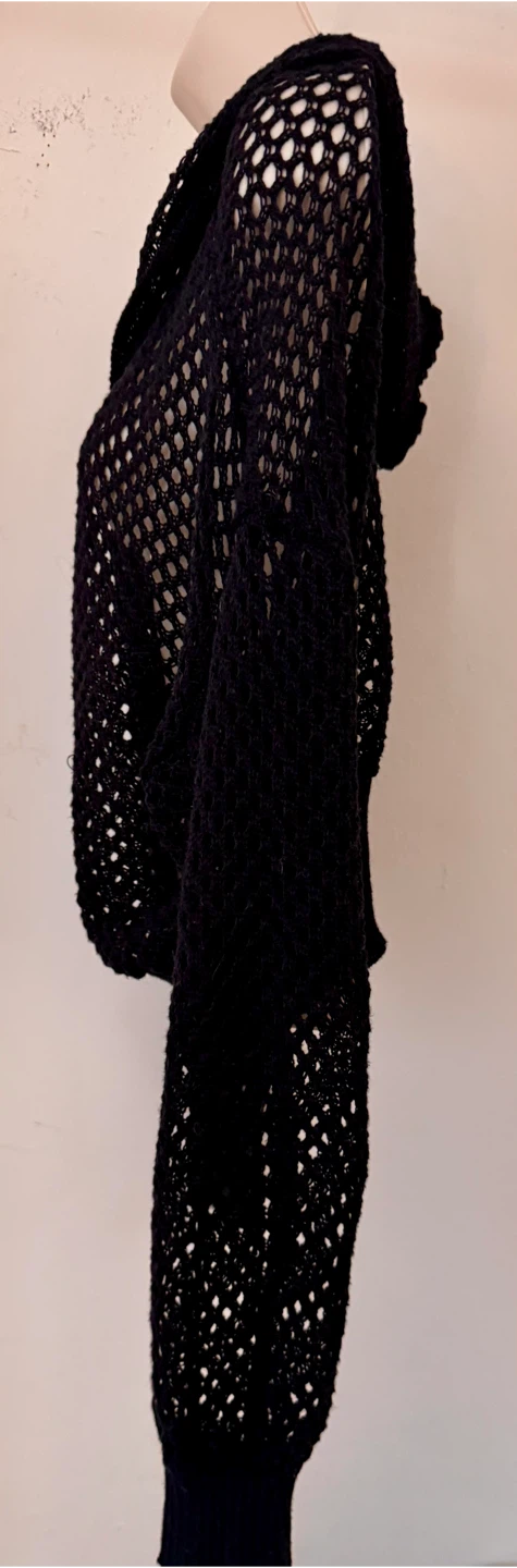 Black Mesh Zip-Up Hoodie - photo 4
