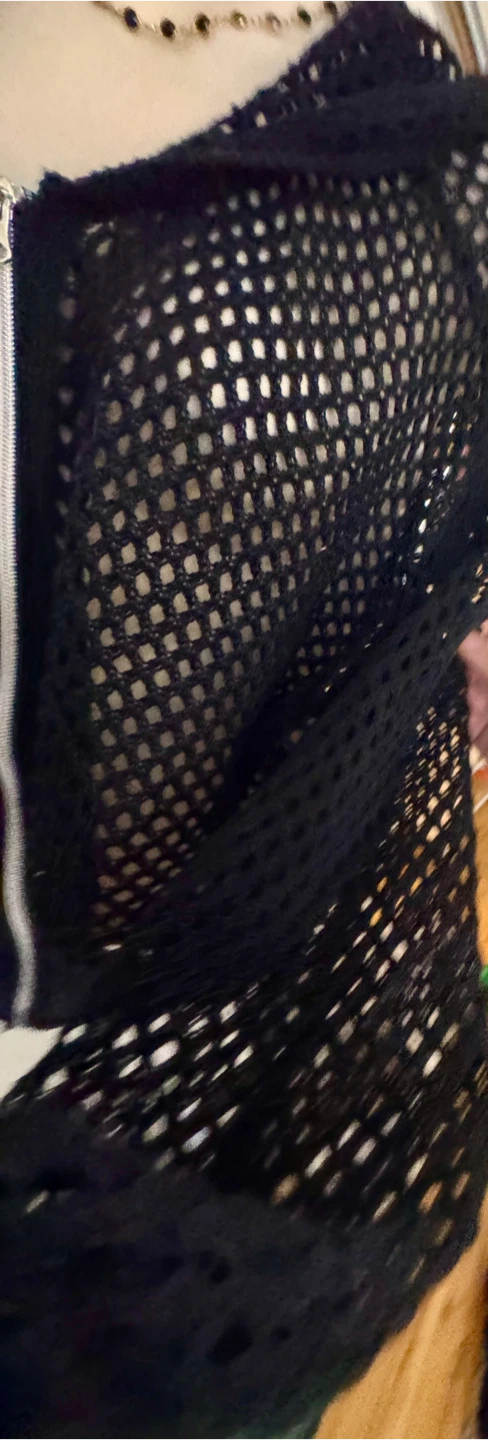 Black Mesh Zip-Up Hoodie - photo 3