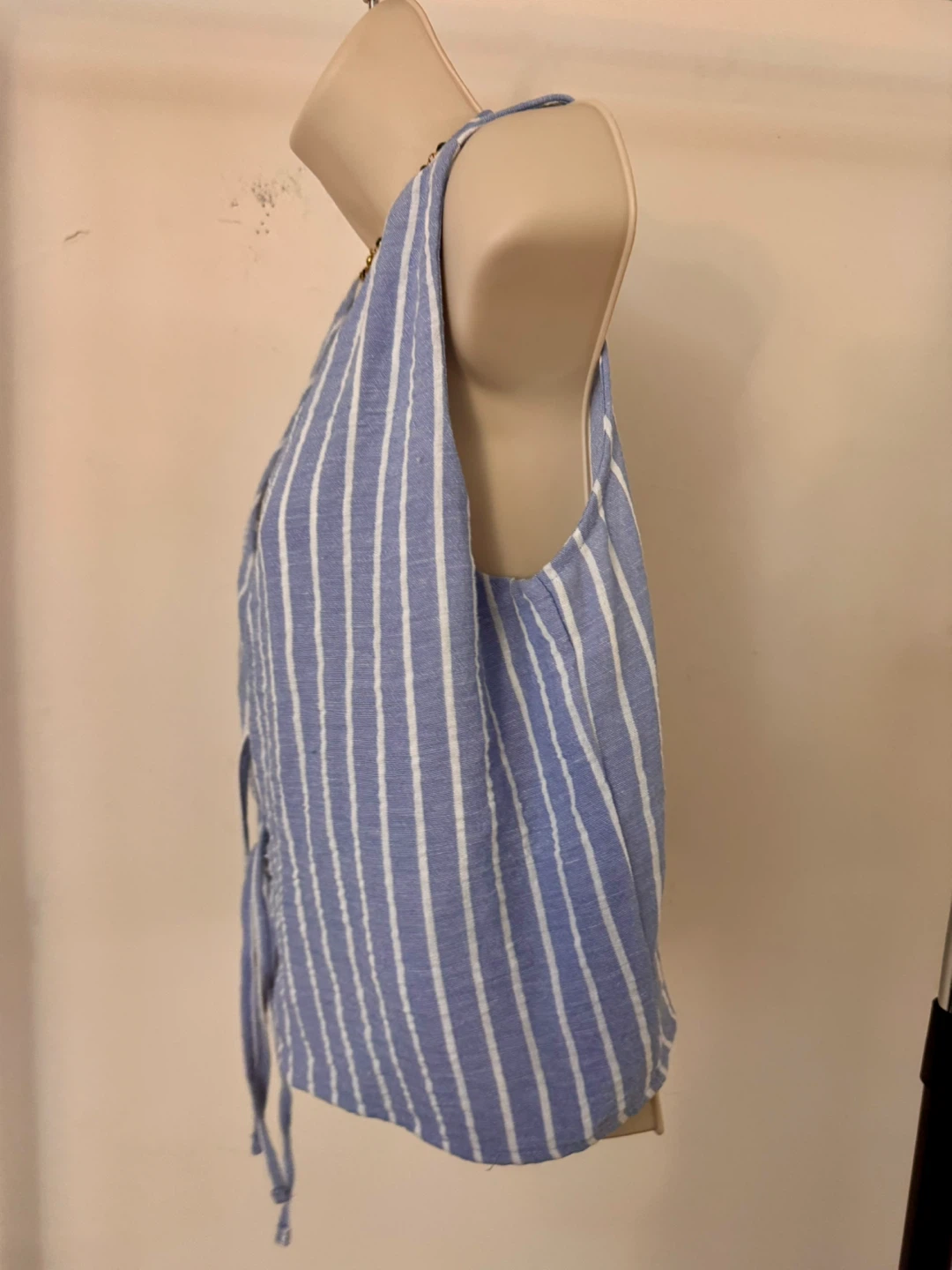 Active Usa Blue Striped Lace-Up Vest Size L - photo 4