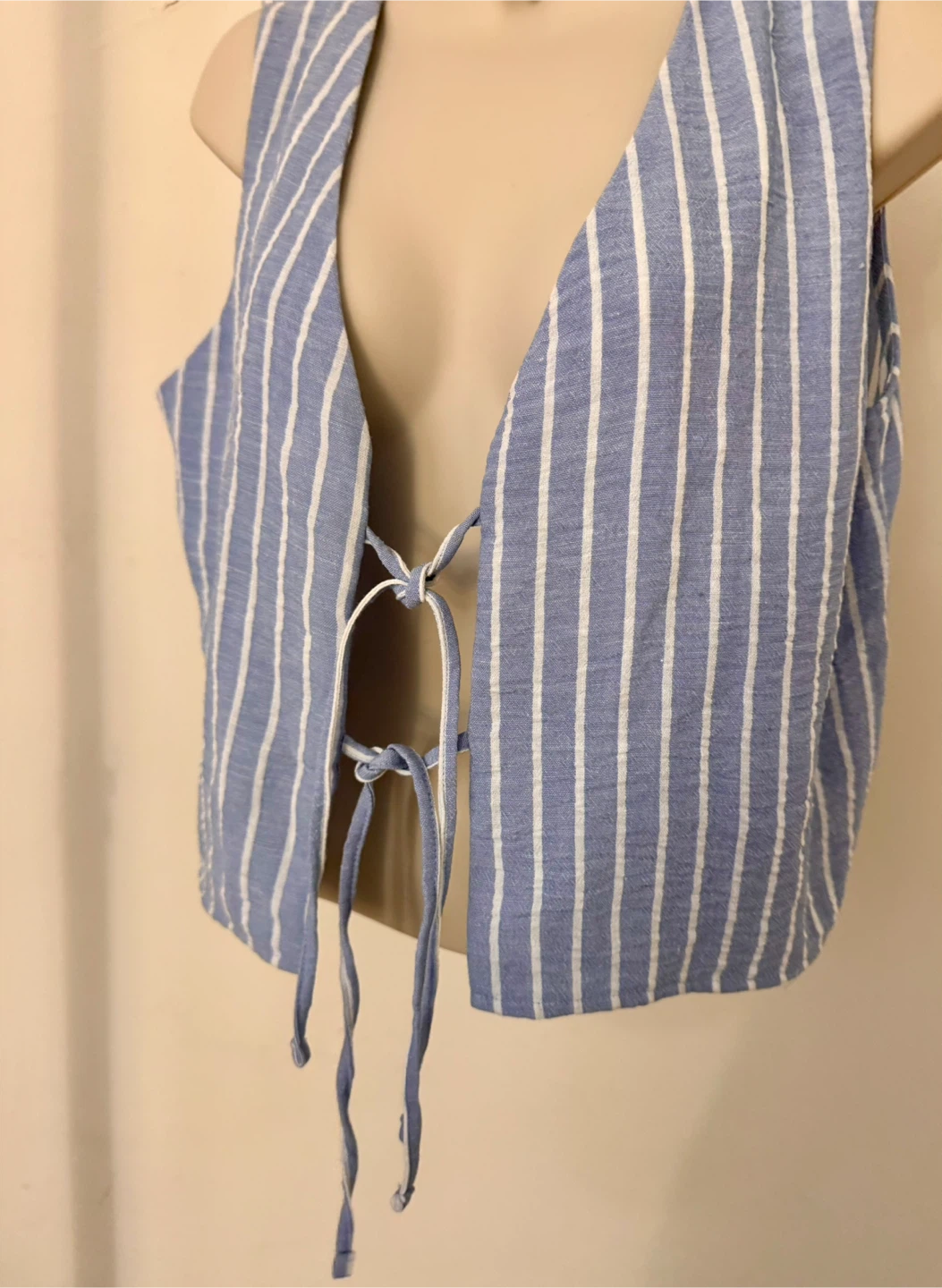 Active Usa Blue Striped Lace-Up Vest Size L - photo 3