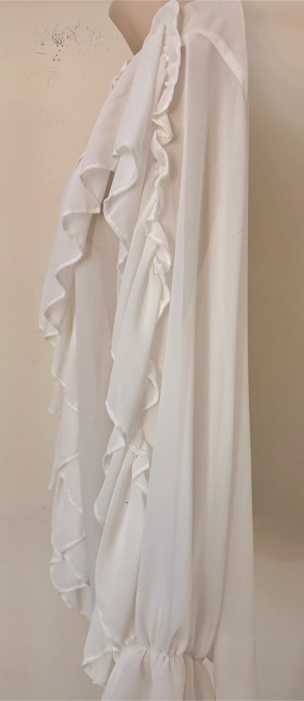 Hey Babe White Ruffled Chiffon Blouse - Size Medium - photo 3