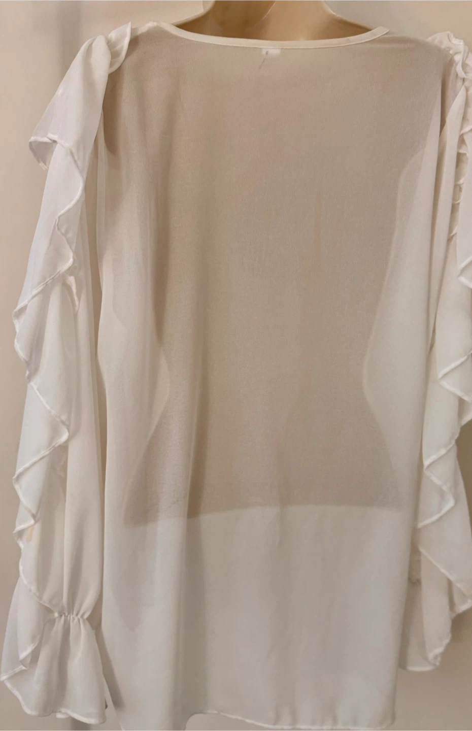 Hey Babe White Ruffled Chiffon Blouse - Size Medium - photo 4