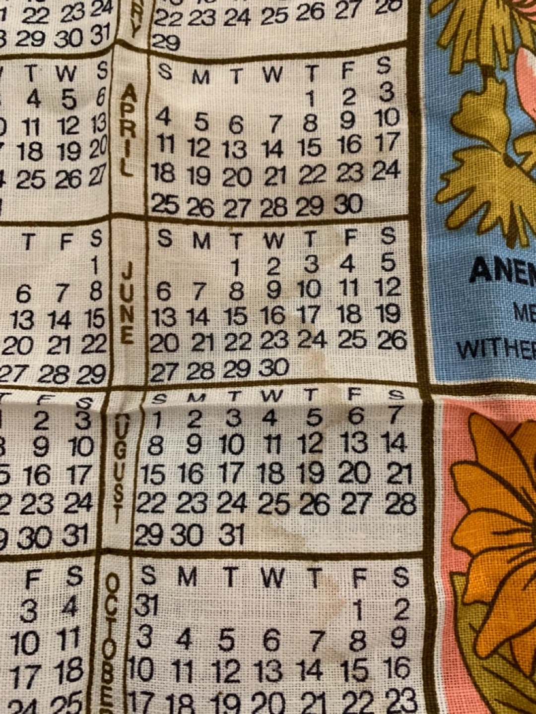 1976 Calendar Tea Towel - The Language of Flowers - photo 4