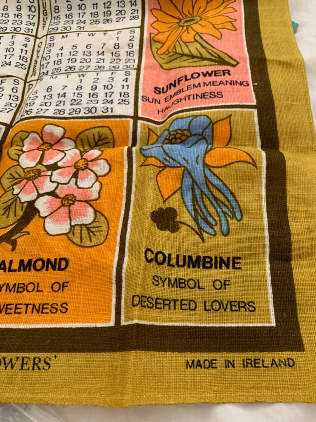 1976 Calendar Tea Towel - The Language of Flowers - photo 2