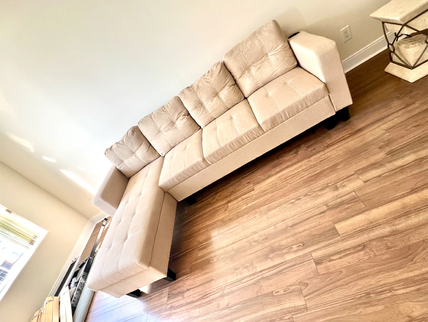 New Beige Sectional Sofa with Chaise