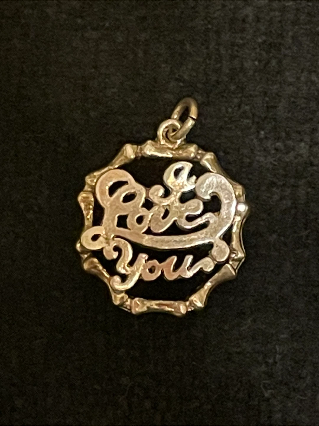 STUNNING STERLING SILVER 925 I Love You vintage pendant charm