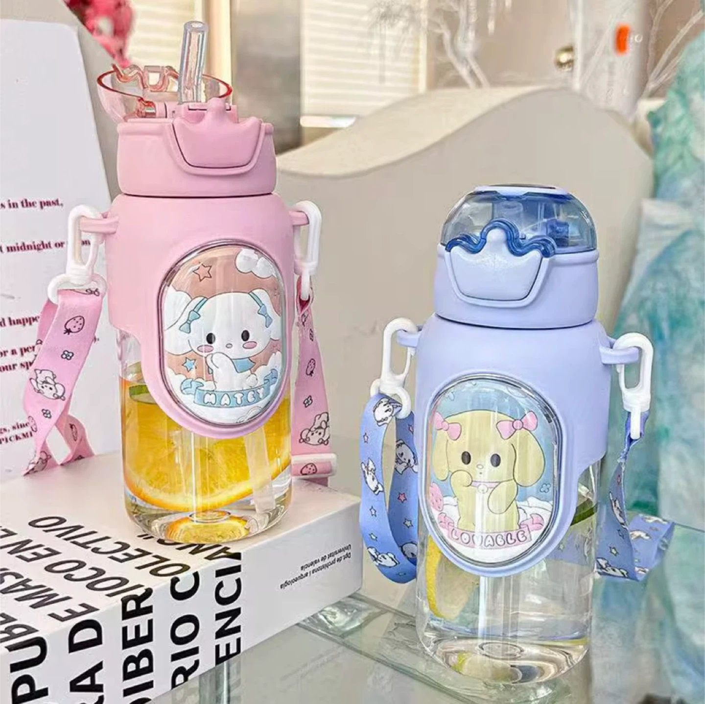 Cute Bear & Animal Themed Water Bottles with Straws - photo 3