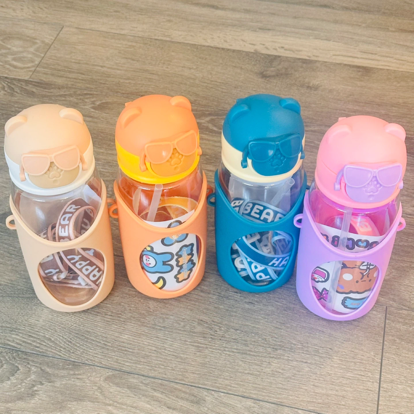 Cute Bear & Animal Themed Water Bottles with Straws - photo 4