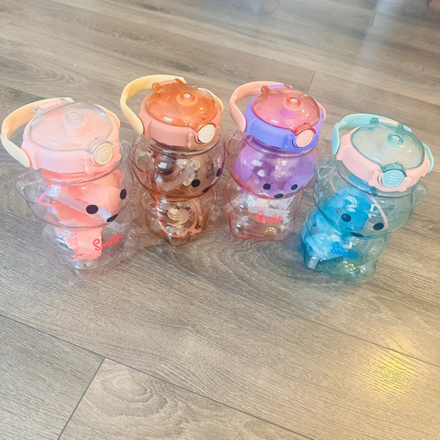 Cute Bear & Animal Themed Water Bottles with Straws - photo 5