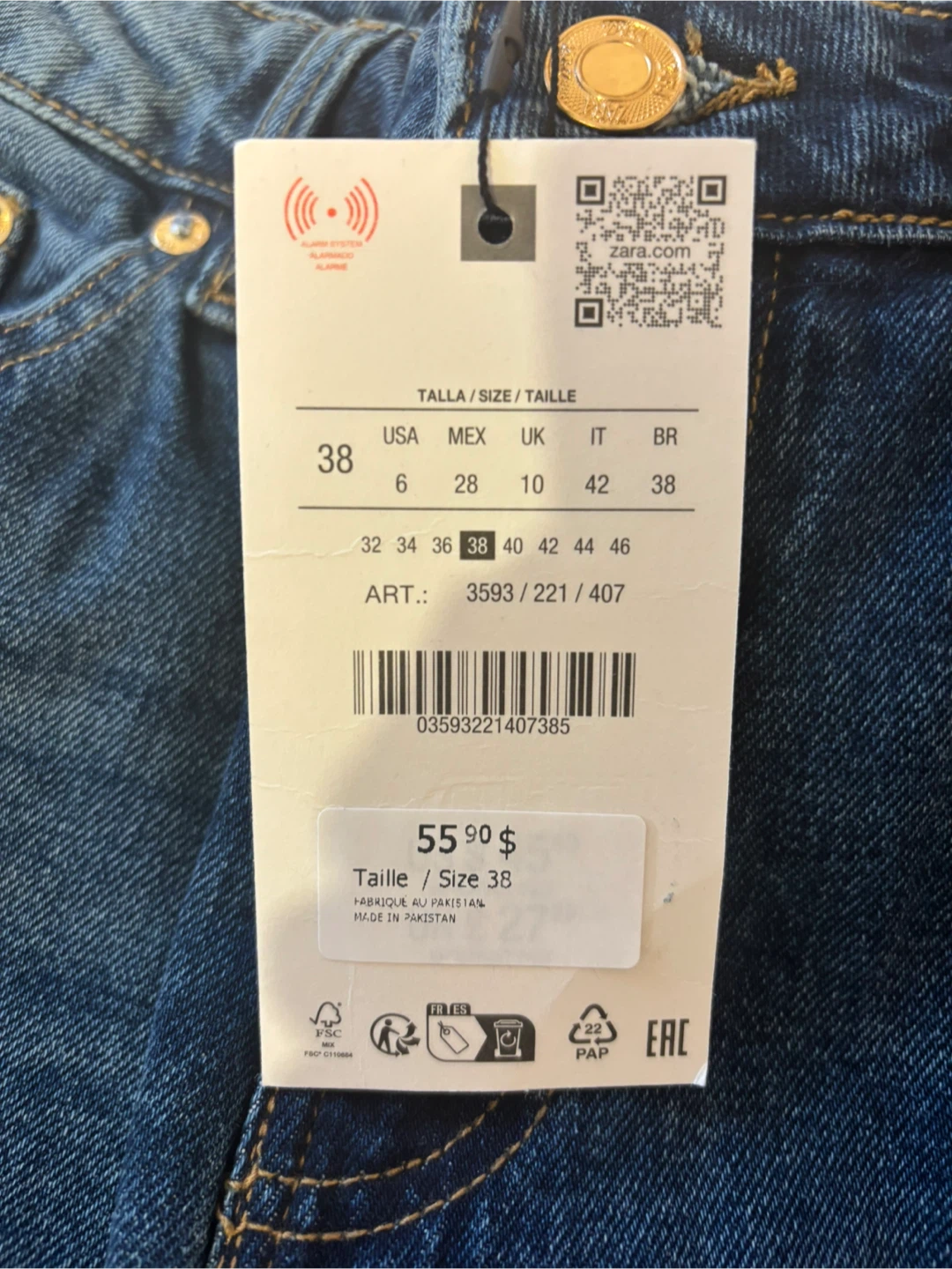 Zara Blue Denim Jeans Size 6 - photo 3