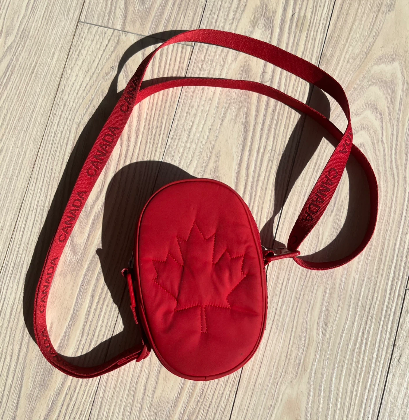 Lululemon Red Maple Leaf Crossbody Bag with Canada Strap