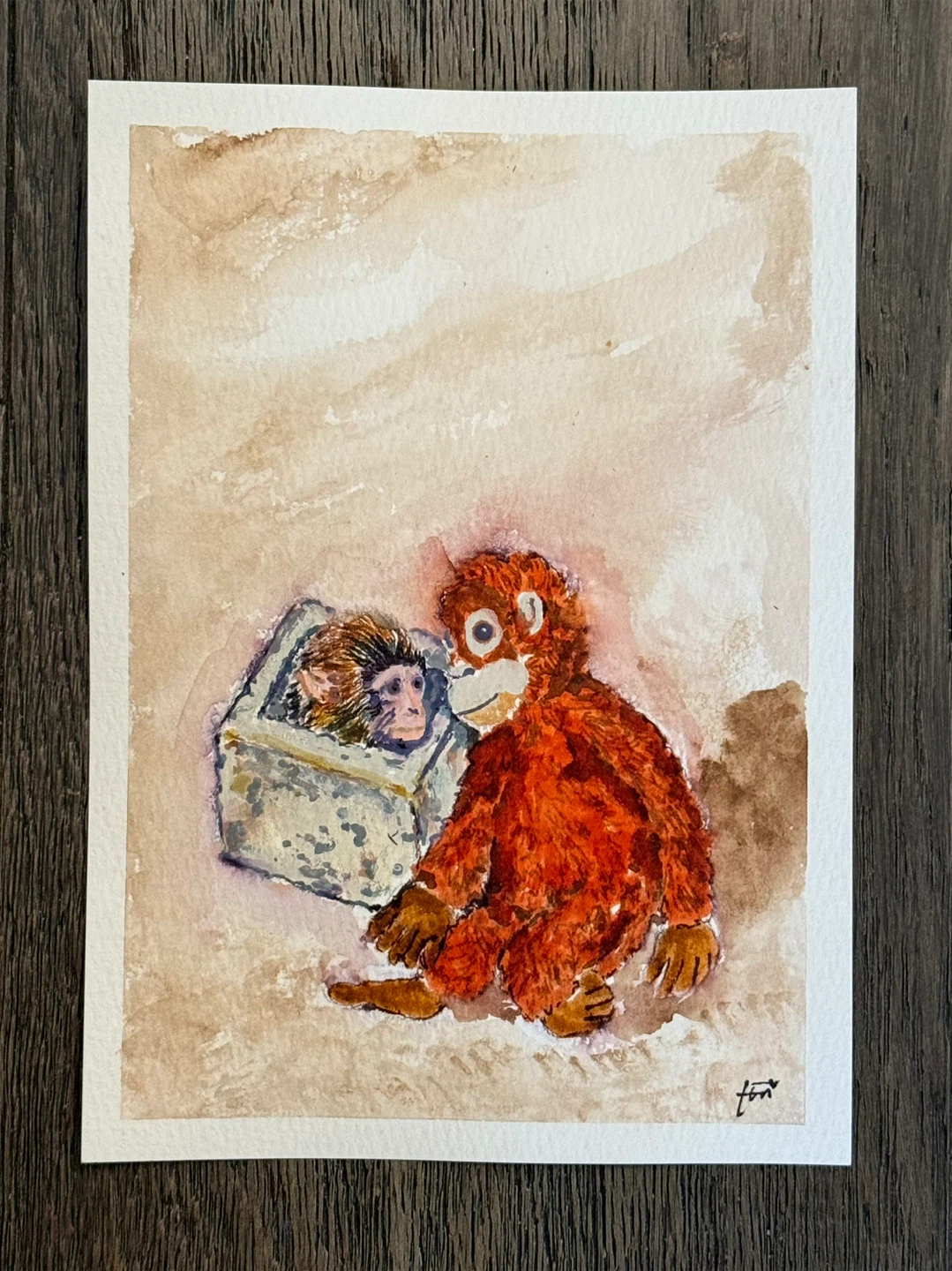 Punch, The Monkey-Safe With You- Original Mixed Media Art
