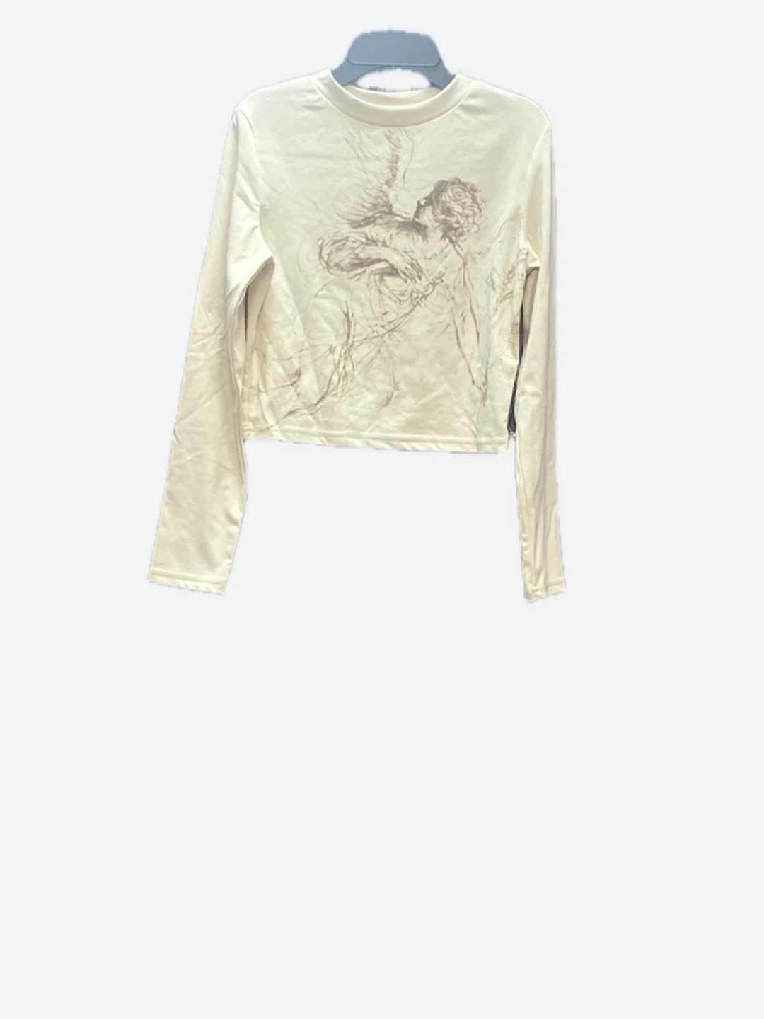 Cream Angel Graphic Long Sleeve Top