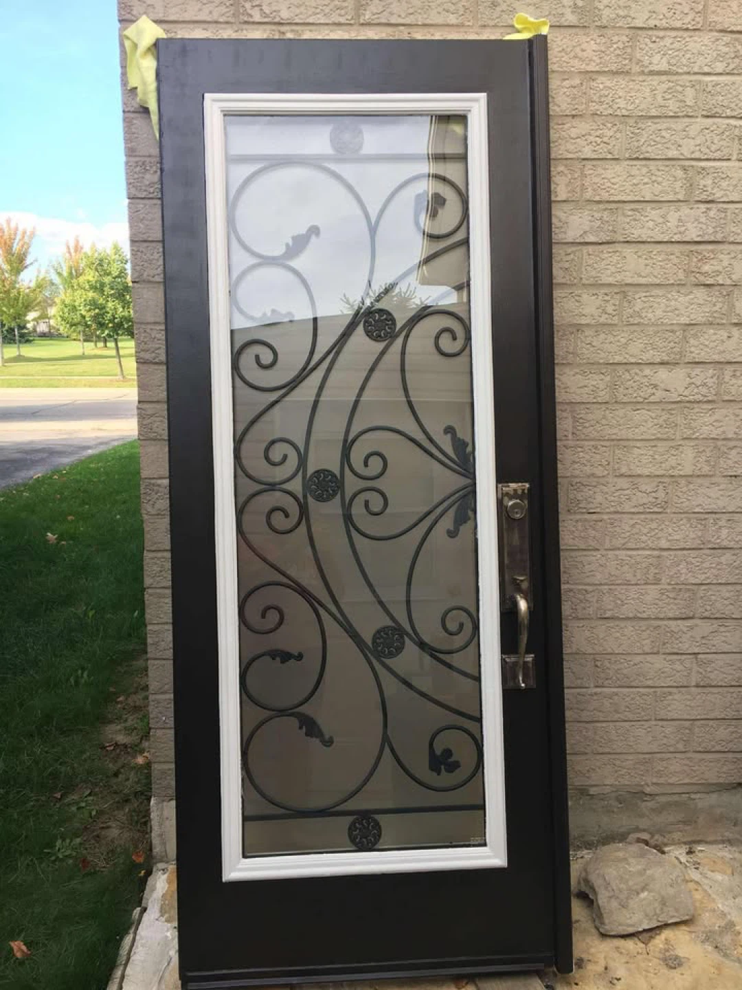 Wrought iron double entry doors
