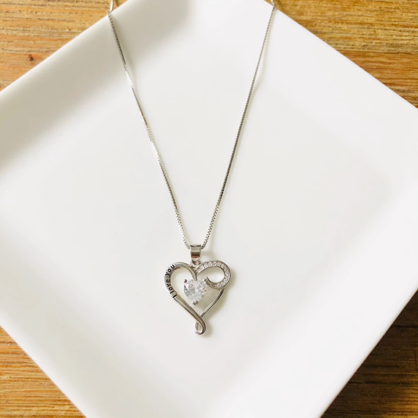 S925 Sterling Silver Heart Shaped “I Love You” Necklace - photo 3