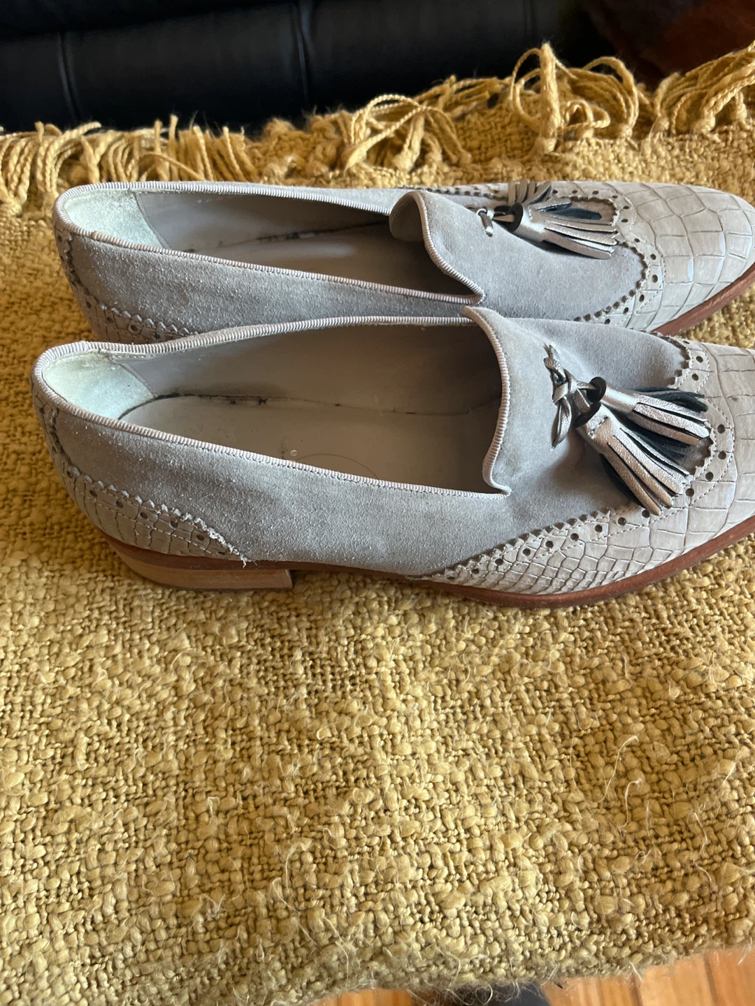Pertini Loafers Size 38 Grey Suede Tassel Brogues - photo 2