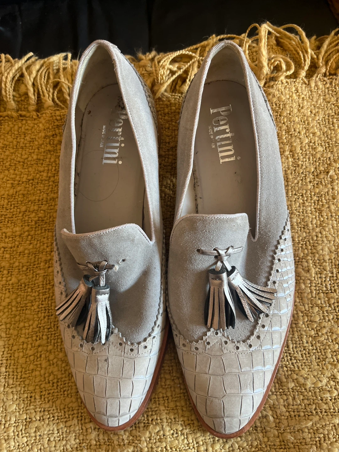 Pertini Loafers Size 38 Grey Suede Tassel Brogues