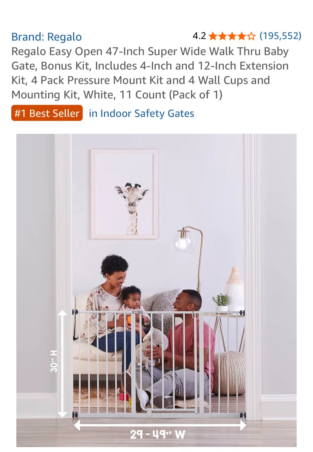 Regalo Super Wide Walk Thru Baby Gate - photo 4