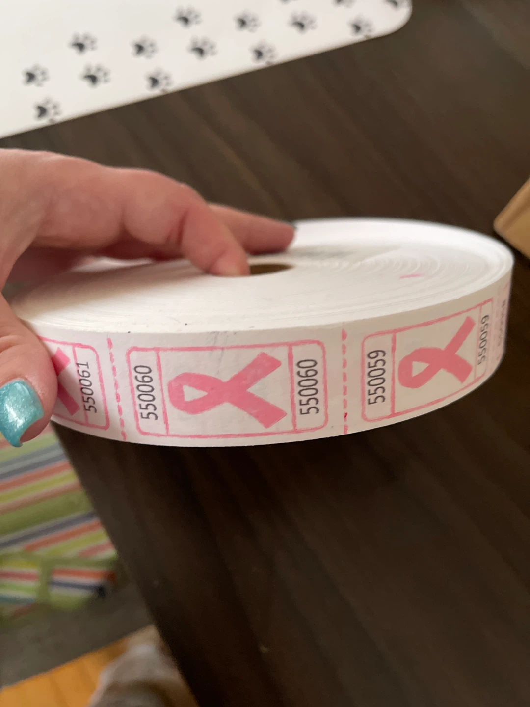 Pink Ribbon Raffle Tickets Roll