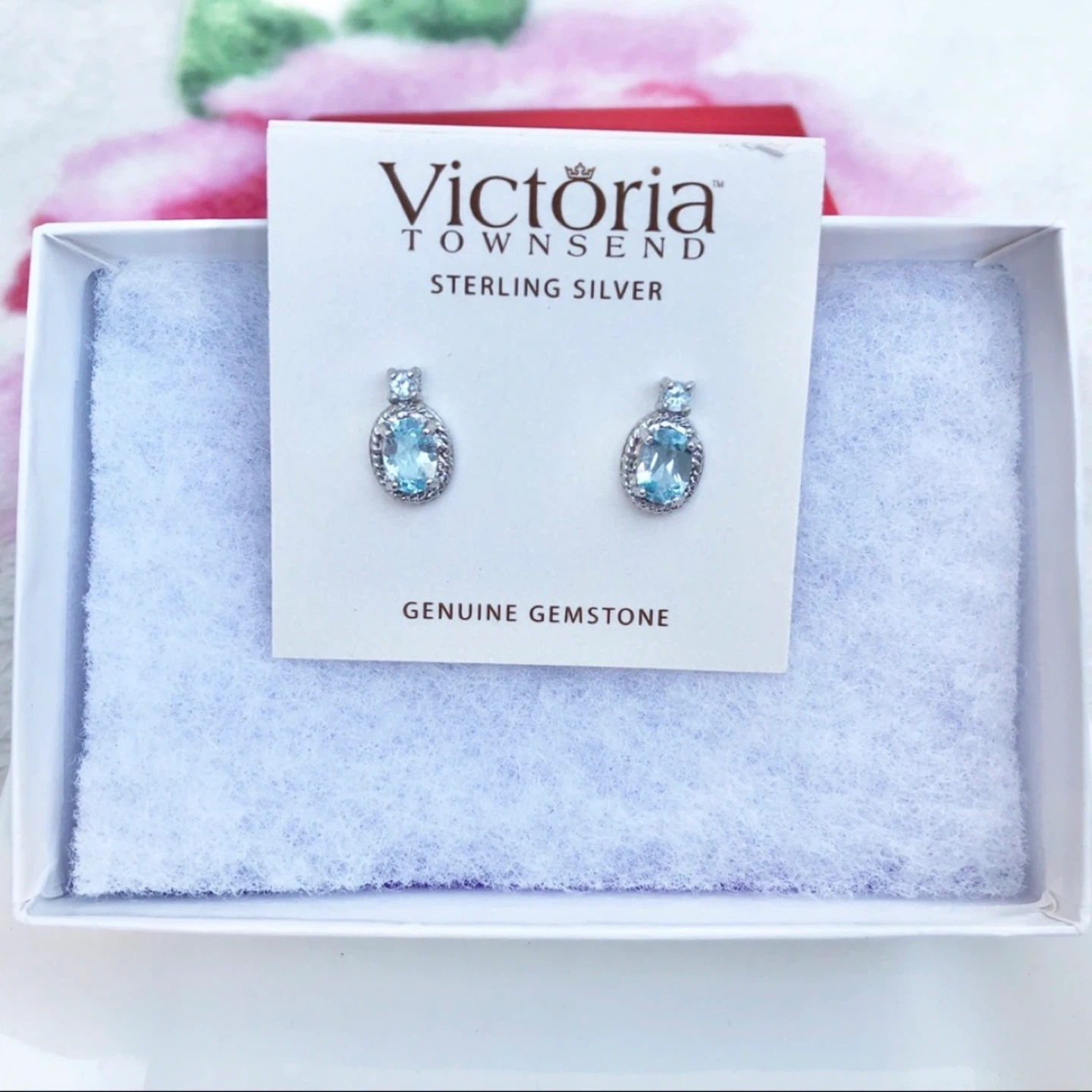 NEW Victoria Townsend Genuine Blue Topaz and Diamond Earrings - photo 2