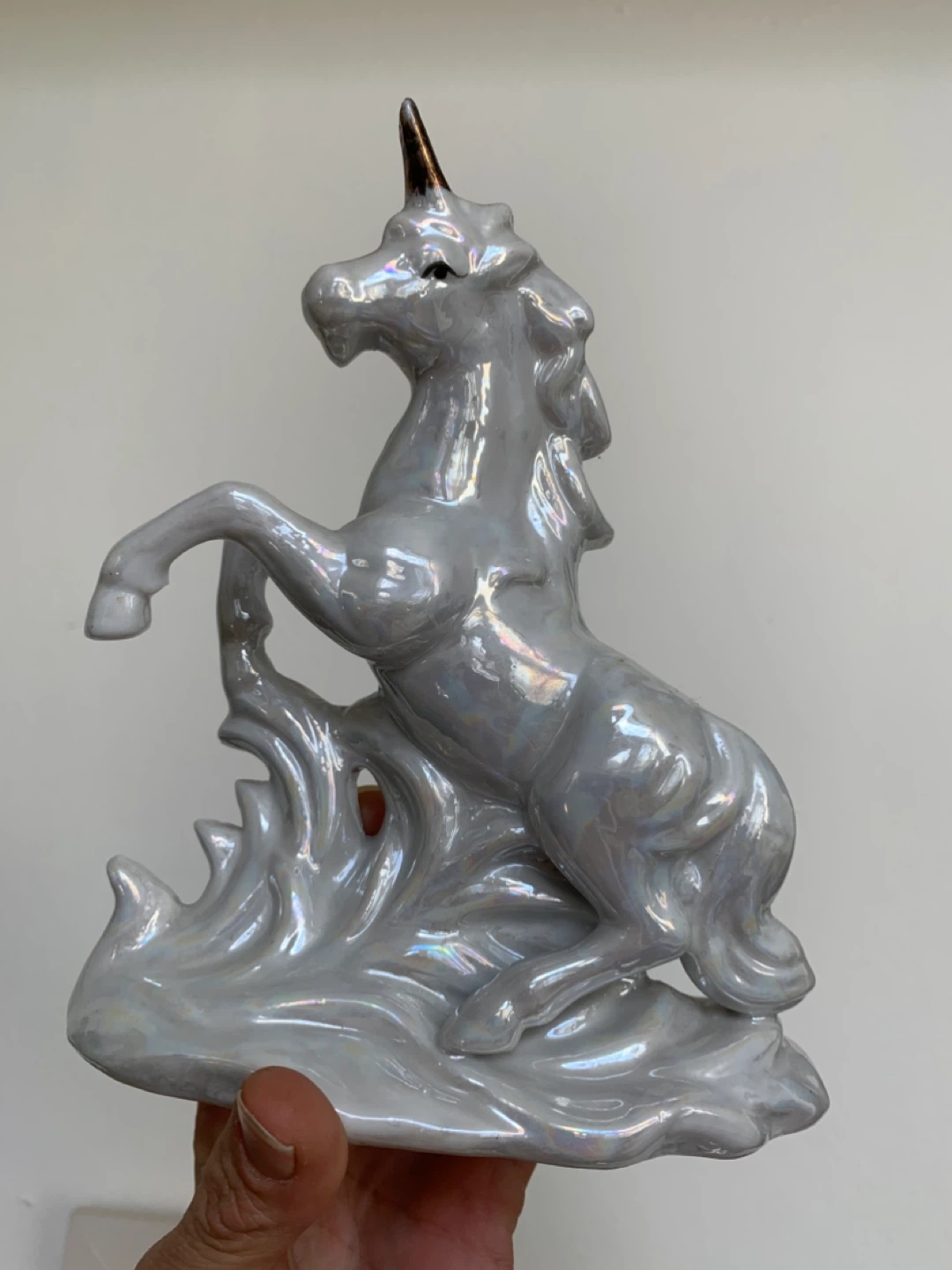 Iridescent Unicorn Ceramic Figurine